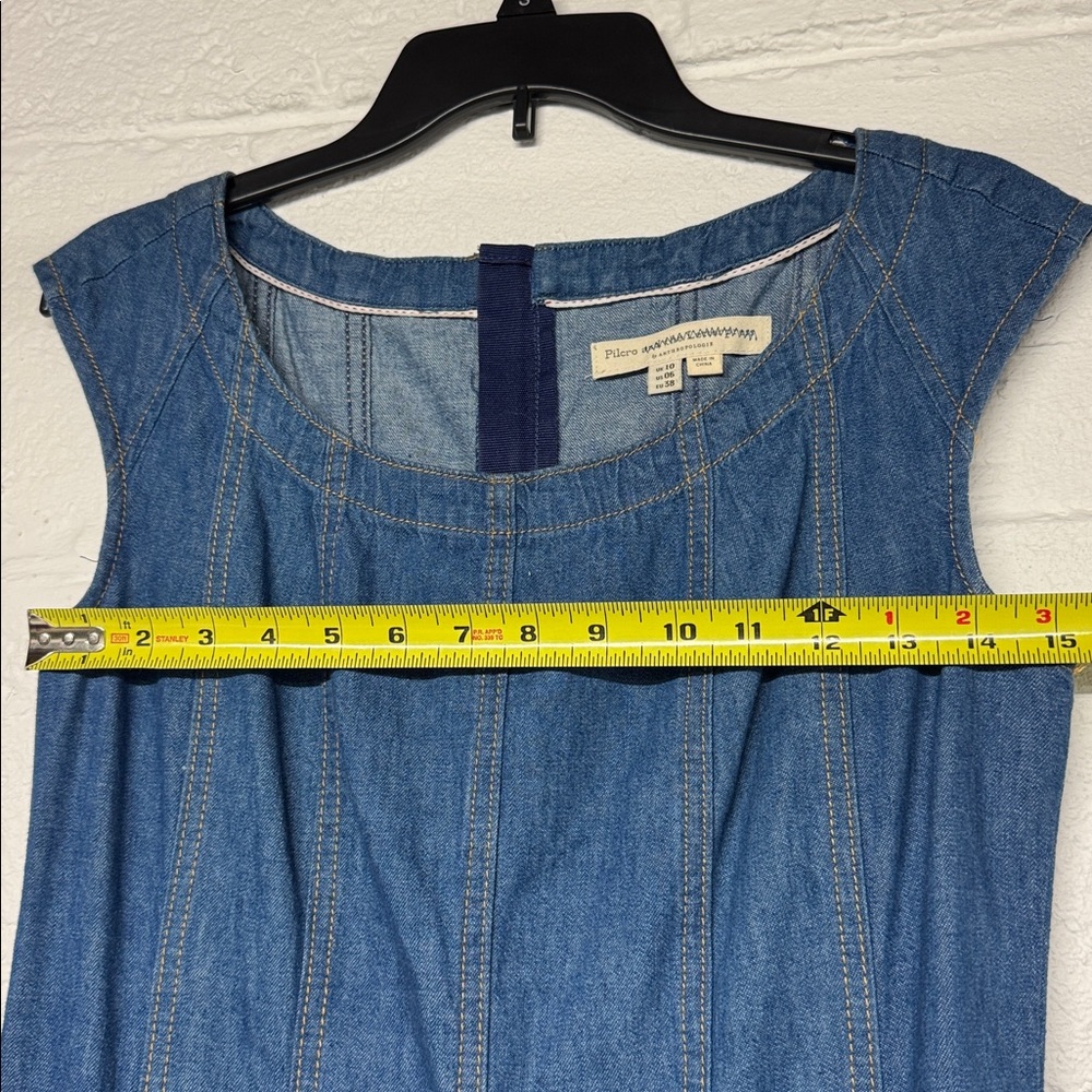 Anthropologie PILCRO Denim Midi Dress Fit N’ Flare Pockets Fitted Size 6 - Picture 10 of 12